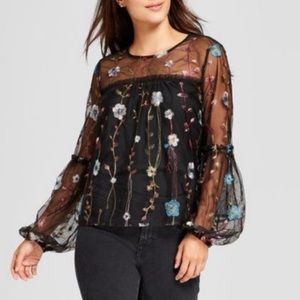 long-sleeve floral blouse